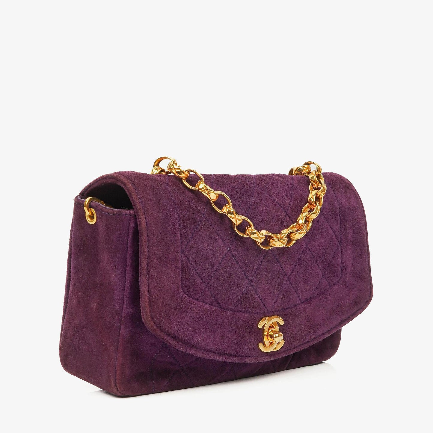 Chanel Classic Mini Diana Purple Suede Flap Bag 24K Gold-Plated Hardware