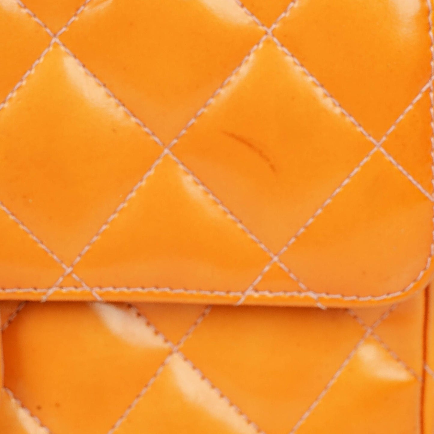 Chanel Classic Mini Rectangular Single Flap Bag Orange Patent Leather