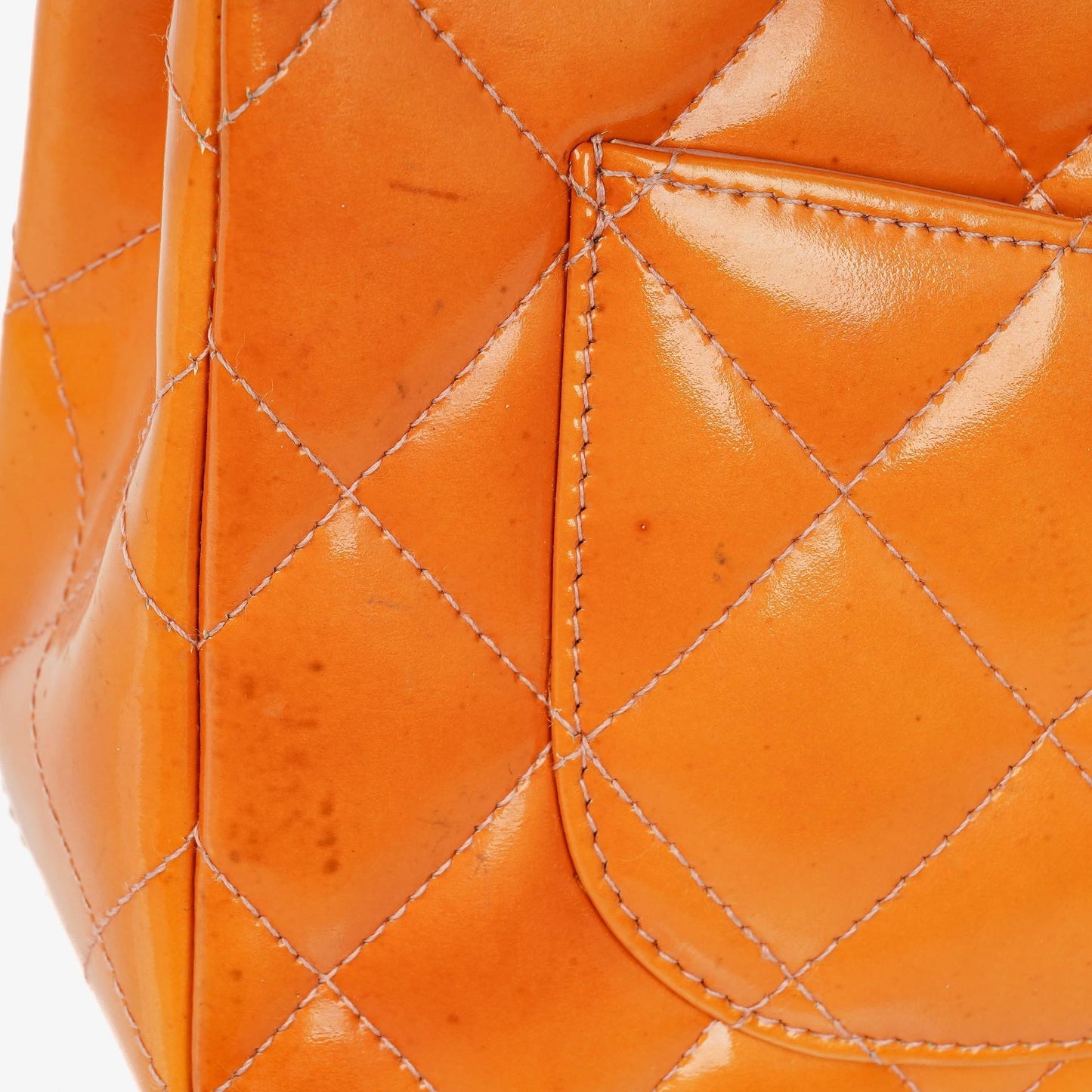 Chanel Classic Mini Rectangular Single Flap Bag Orange Patent Leather