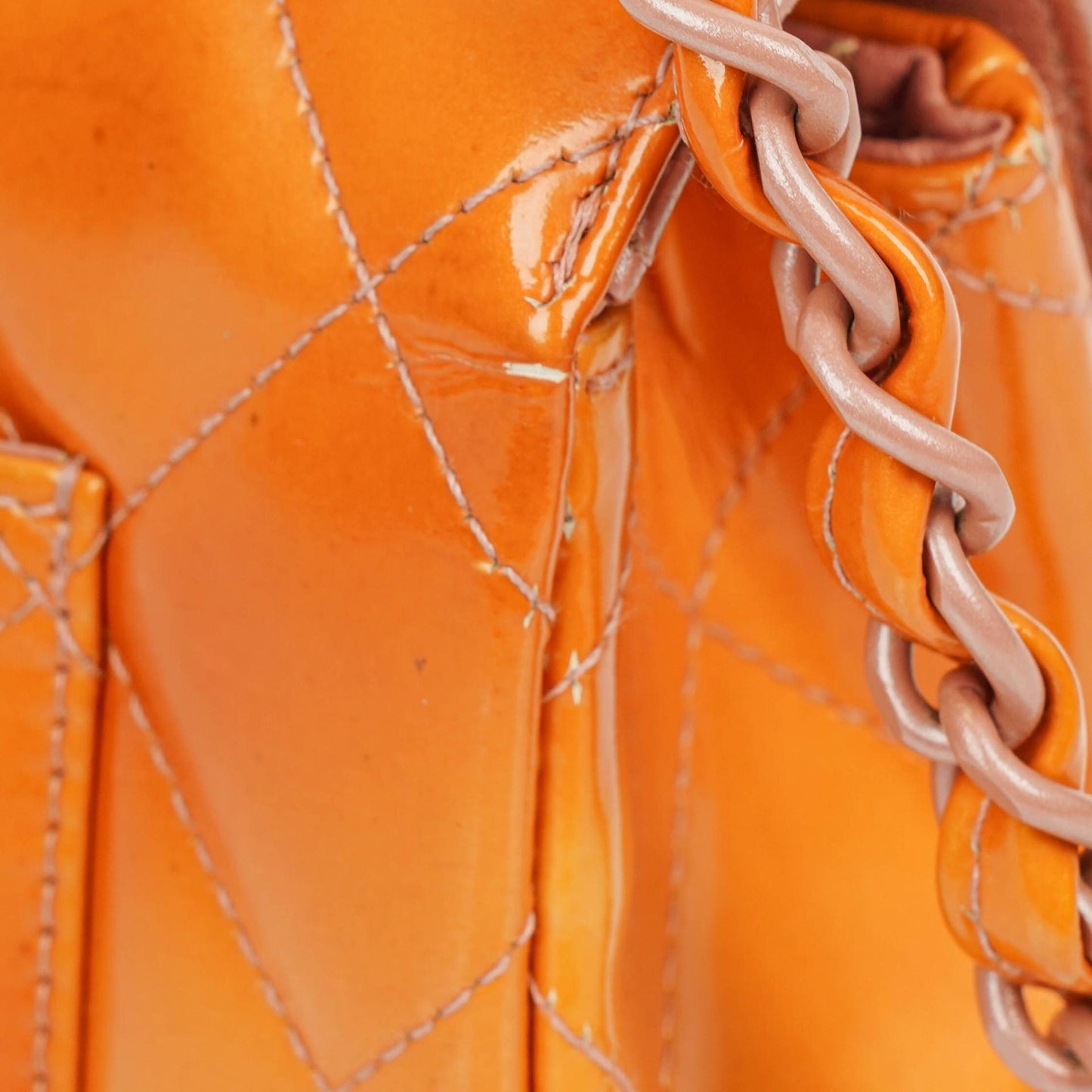 Chanel Classic Mini Rectangular Single Flap Bag Orange Patent Leather