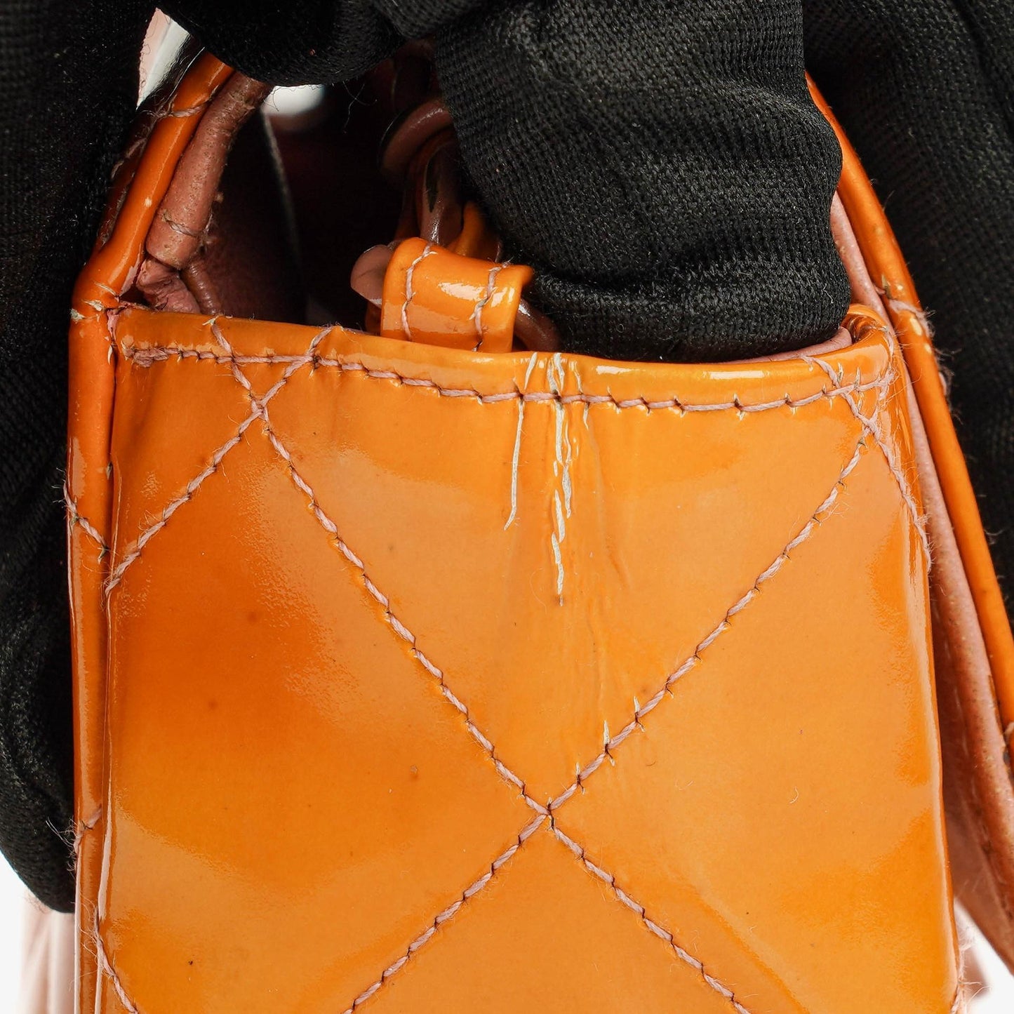 Chanel Classic Mini Rectangular Single Flap Bag Orange Patent Leather