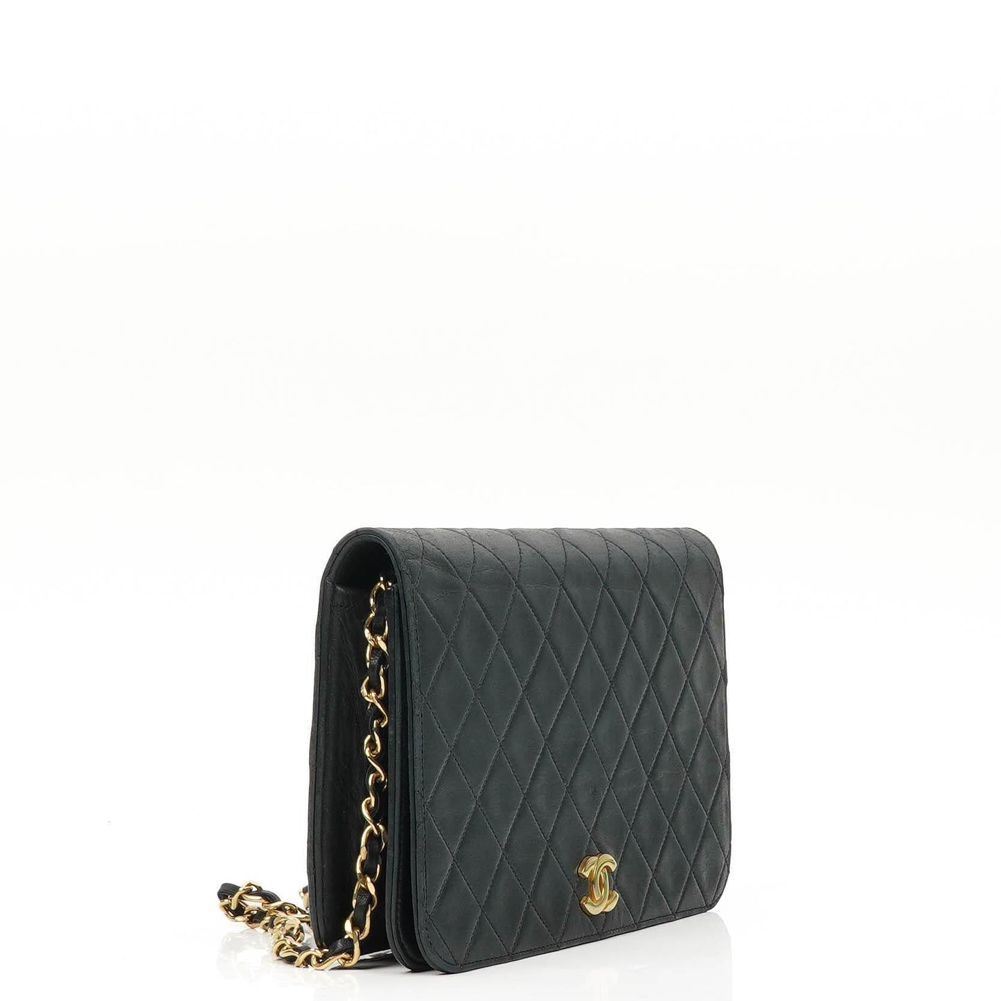 Chanel Classic Navy Quilted Lambskin Full Flap Bag With Gold-Tone Hardware
