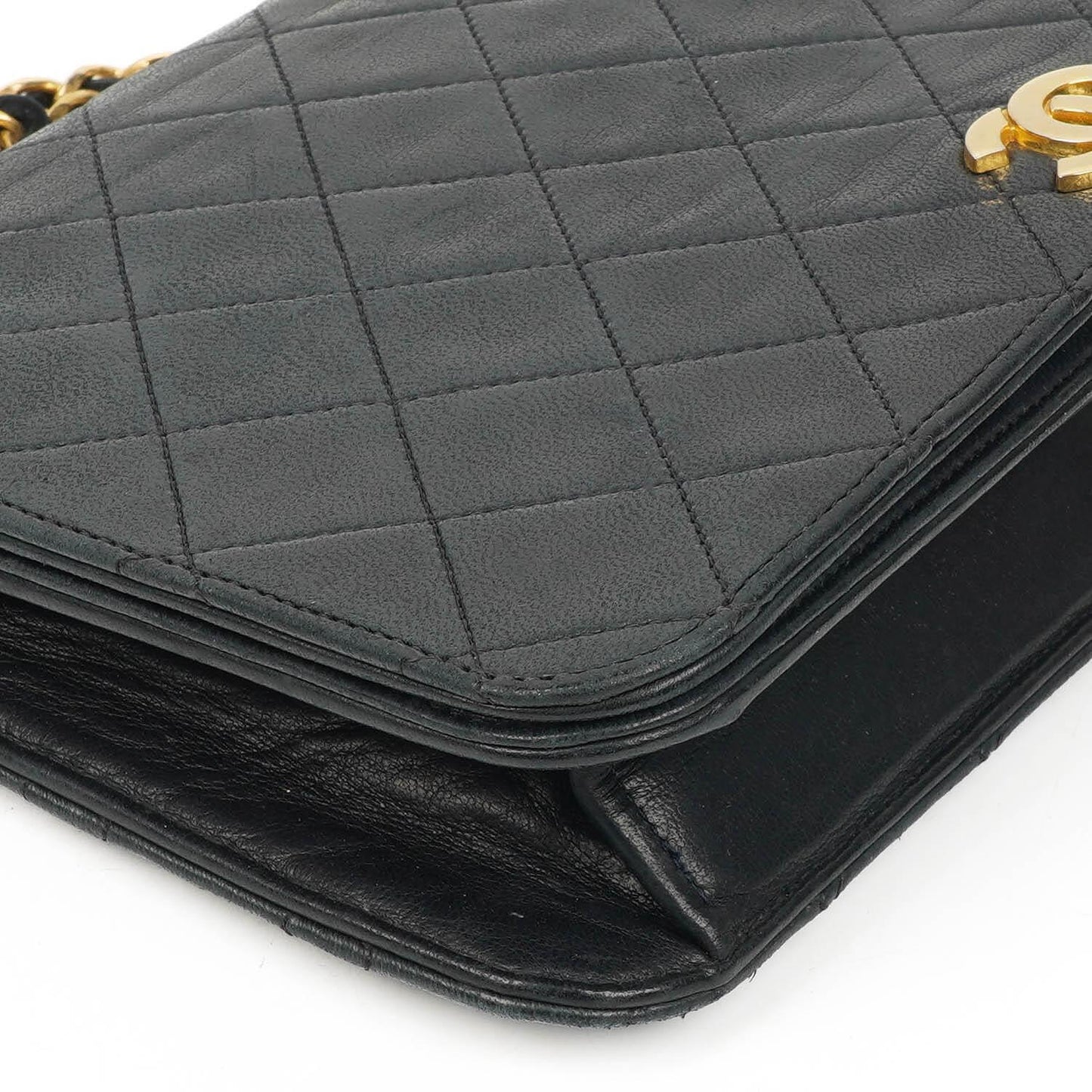 Chanel Classic Navy Quilted Lambskin Full Flap Bag With Gold-Tone Hardware