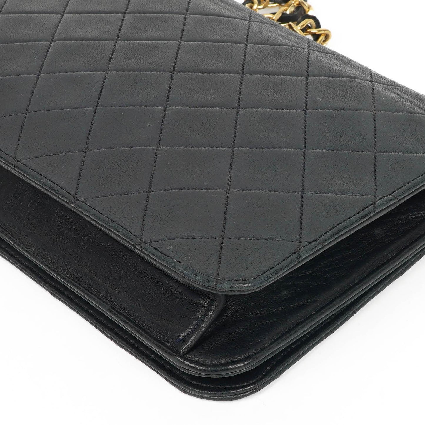 Chanel Classic Navy Quilted Lambskin Full Flap Bag With Gold-Tone Hardware