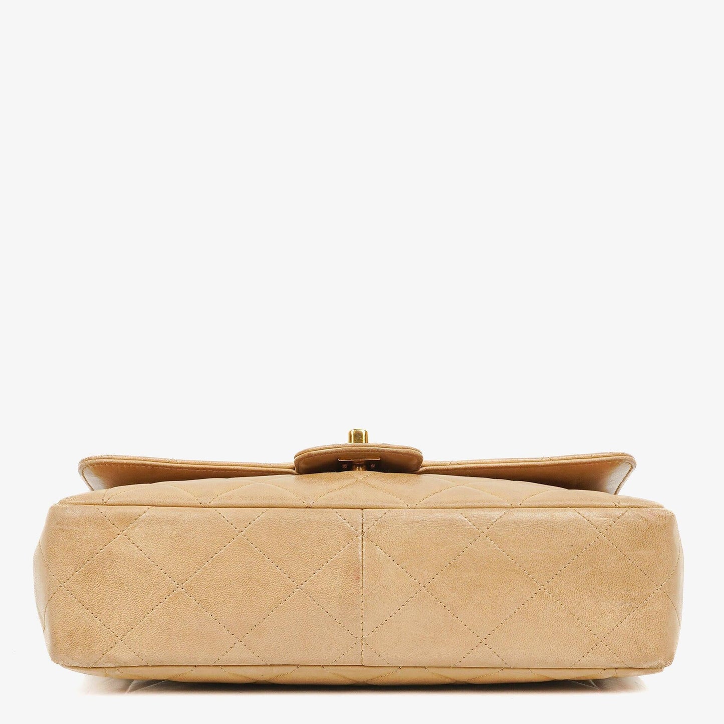 Chanel Classic Single Flap Bag Beige Quilted Lambskin 24K Gold-Plated Hardware