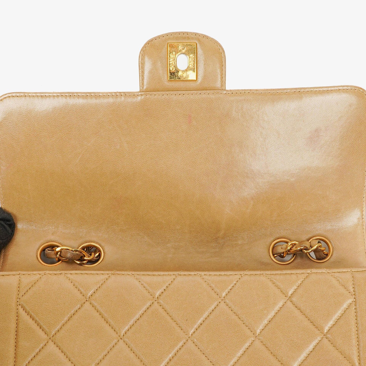 Chanel Classic Single Flap Bag Beige Quilted Lambskin 24K Gold-Plated Hardware