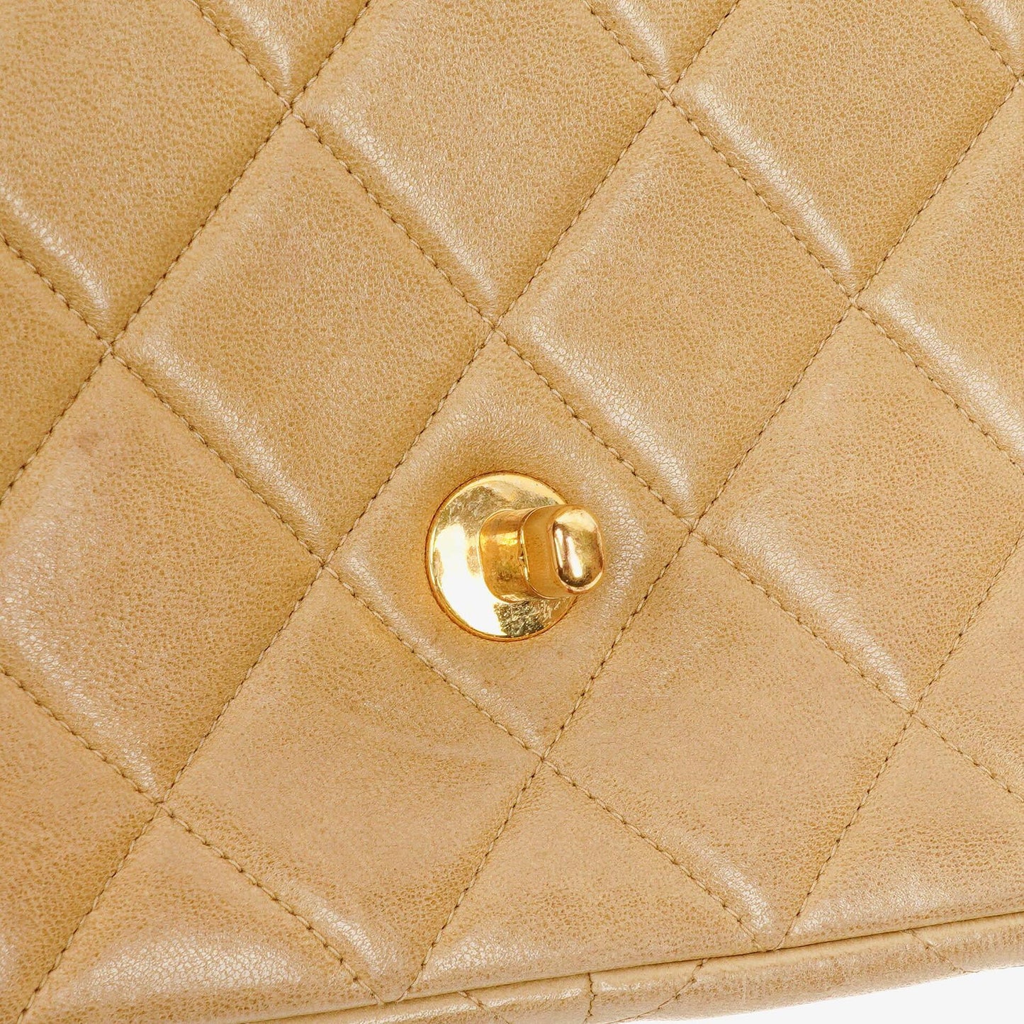 Chanel Classic Single Flap Bag Beige Quilted Lambskin 24K Gold-Plated Hardware