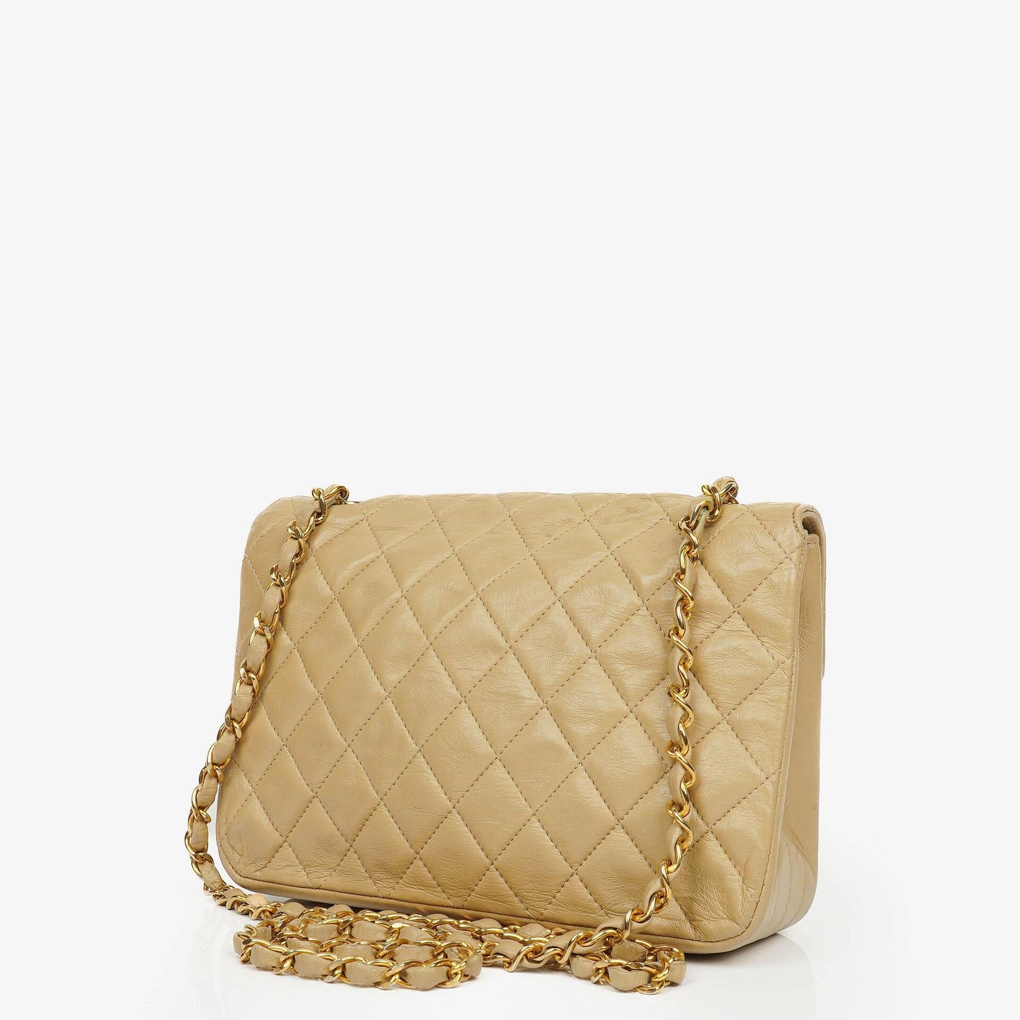 Chanel Classic Single Flap Bag Beige Quilted Lambskin With 24K Gold-Plated Hardware