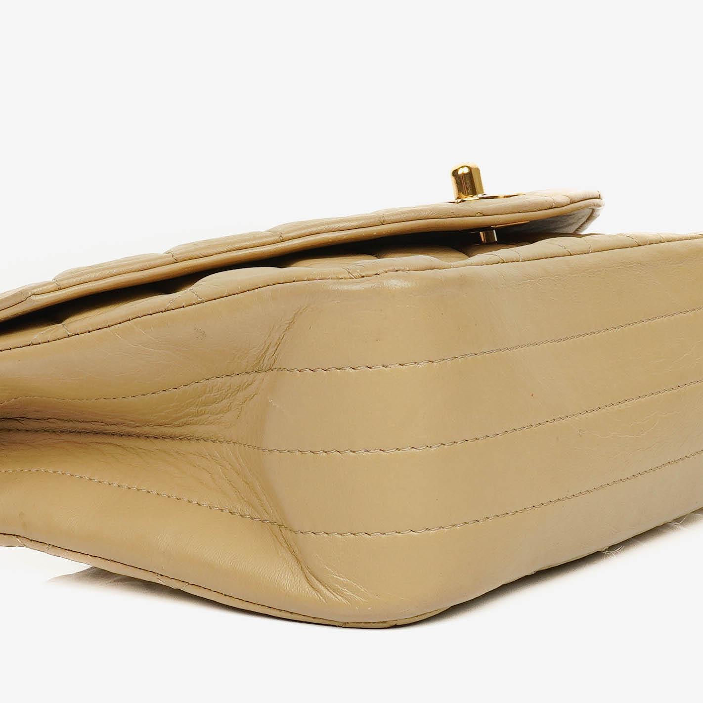 Chanel Classic Single Flap Bag Beige Quilted Lambskin With 24K Gold-Plated Hardware