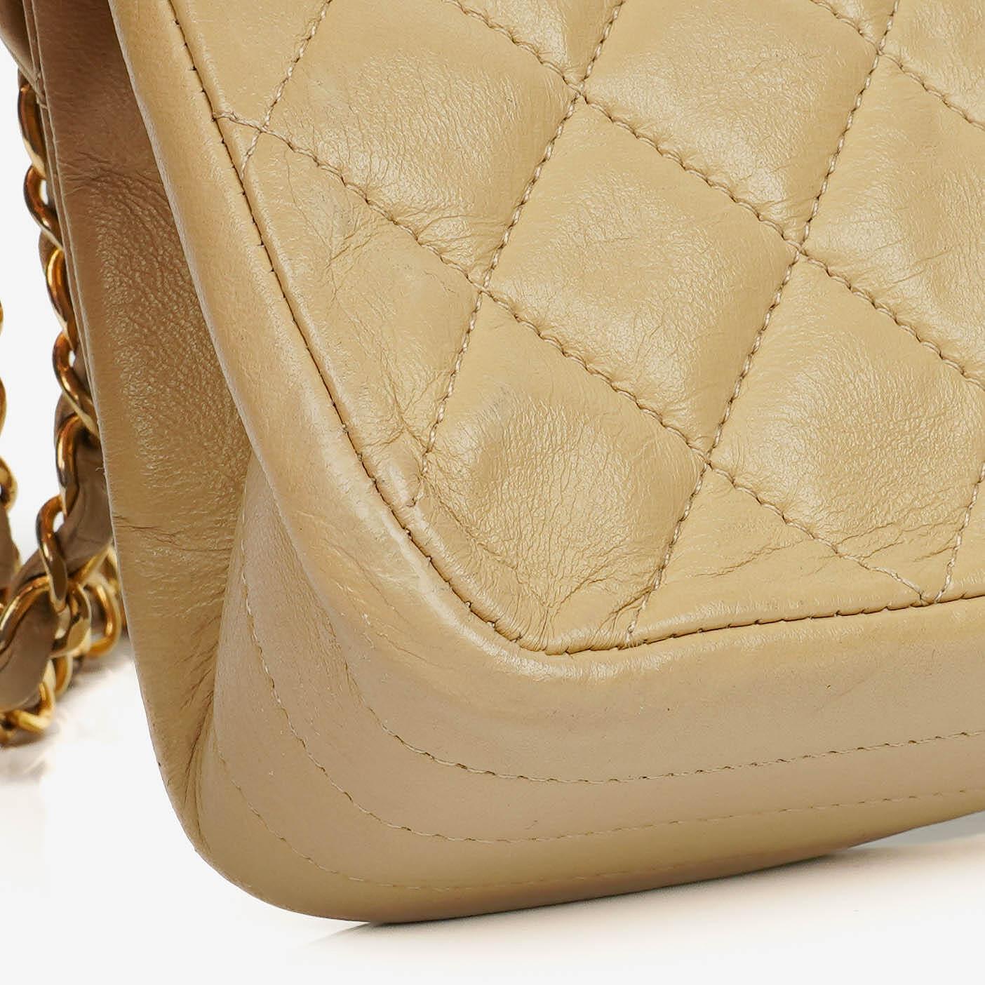 Chanel Classic Single Flap Bag Beige Quilted Lambskin With 24K Gold-Plated Hardware