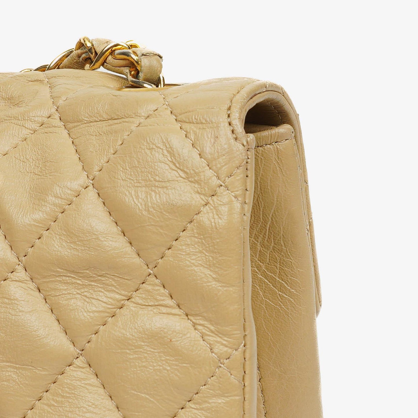 Chanel Classic Single Flap Bag Beige Quilted Lambskin With 24K Gold-Plated Hardware