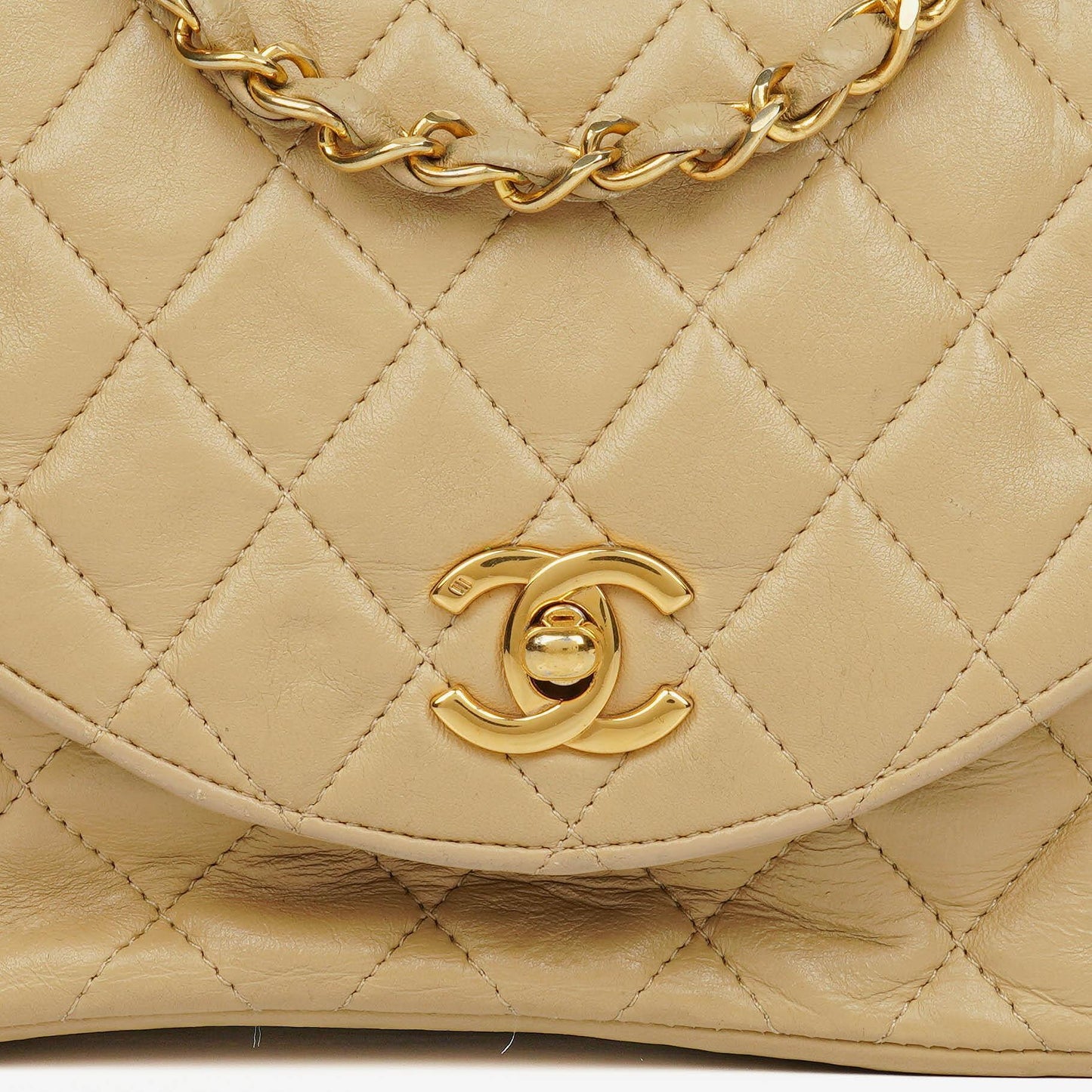 Chanel Classic Single Flap Bag Beige Quilted Lambskin With 24K Gold-Plated Hardware