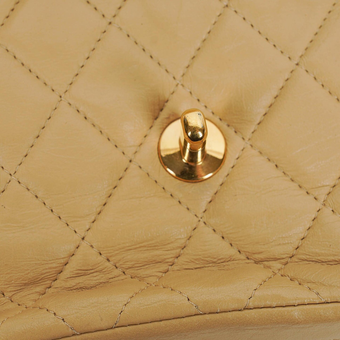 Chanel Classic Single Flap Bag Beige Quilted Lambskin With 24K Gold-Plated Hardware
