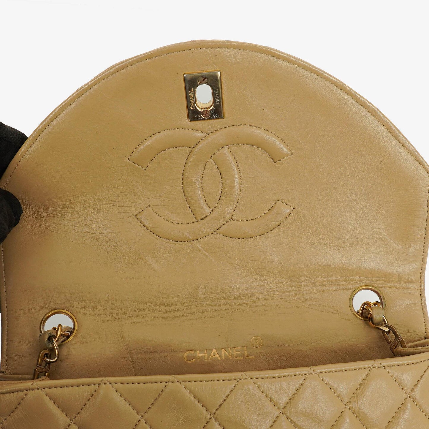 Chanel Classic Single Flap Bag Beige Quilted Lambskin With 24K Gold-Plated Hardware
