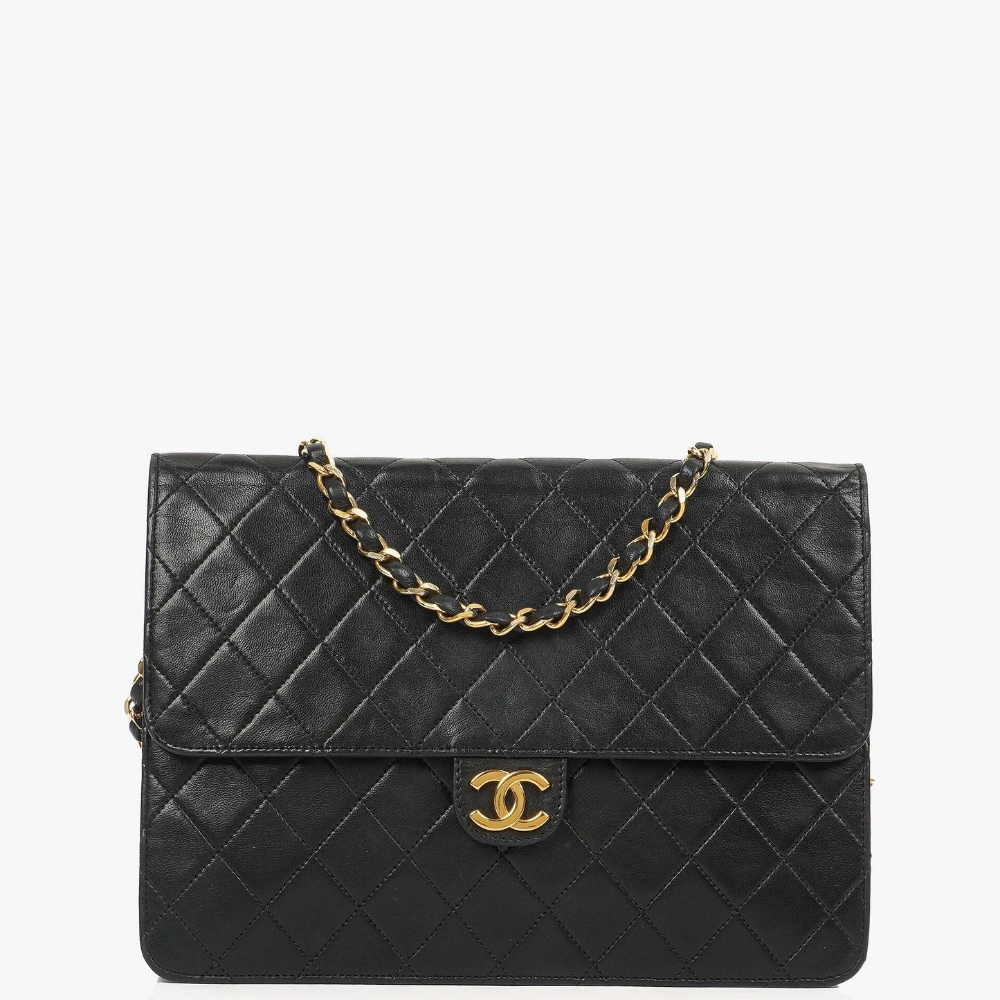 Chanel Classic Single Flap Bag Black Quilted Lambskin Gold-Tone Hardware Medium
