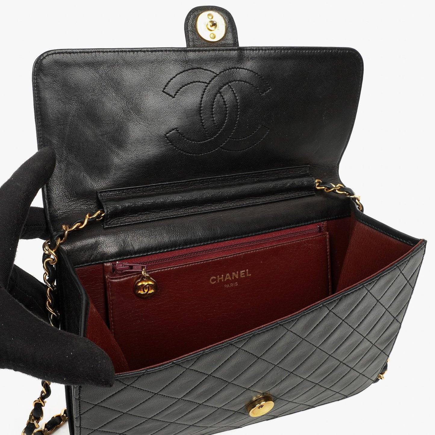 Chanel Classic Single Flap Bag Black Quilted Lambskin Gold-Tone Hardware Medium