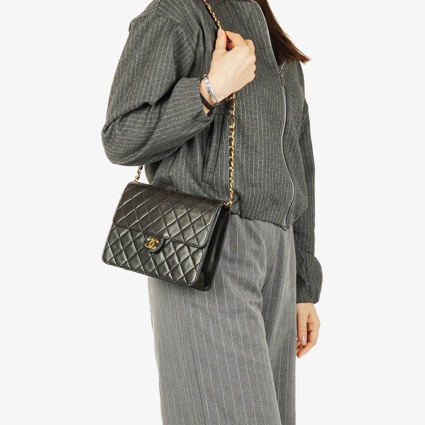 Chanel Classic Small Single Flap Bag Black Quilted Lambskin With 24K Gold-Plated Hardware