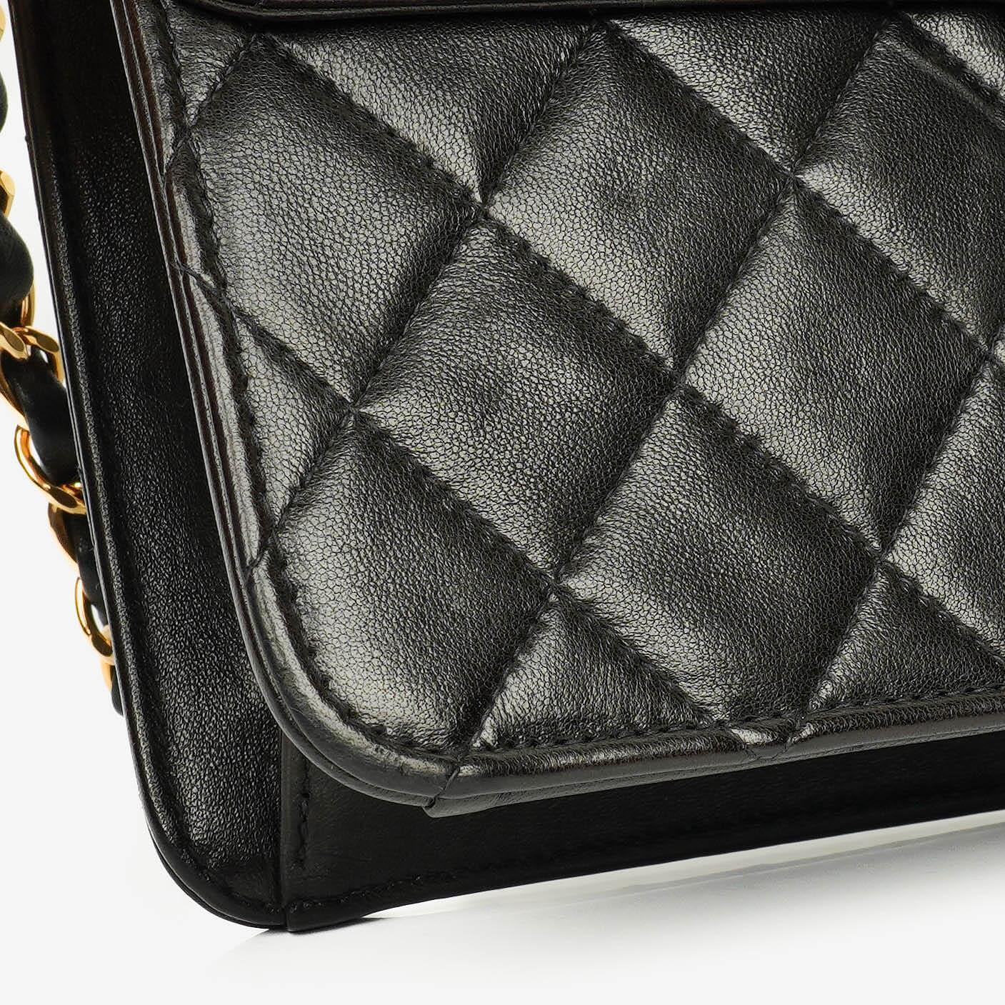 Chanel Classic Small Single Flap Bag Black Quilted Lambskin With 24K Gold-Plated Hardware