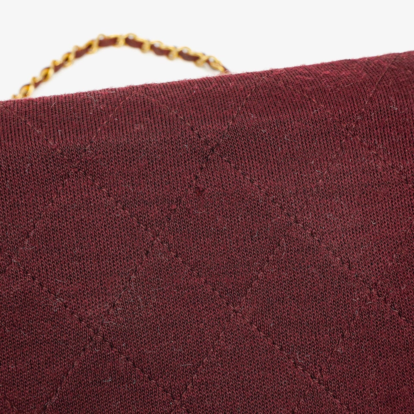 Chanel Classic Single Flap Bag Burgundy Quilted Jersey And Leather 24K Gold-Plated Hardware