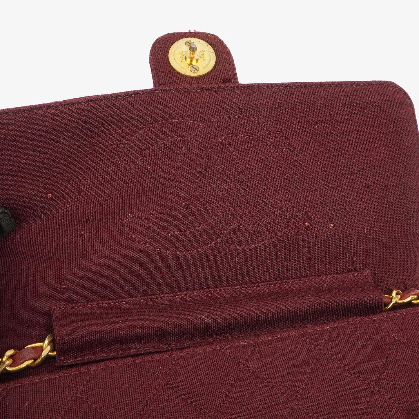 Chanel Classic Single Flap Bag Burgundy Quilted Jersey And Leather 24K Gold-Plated Hardware
