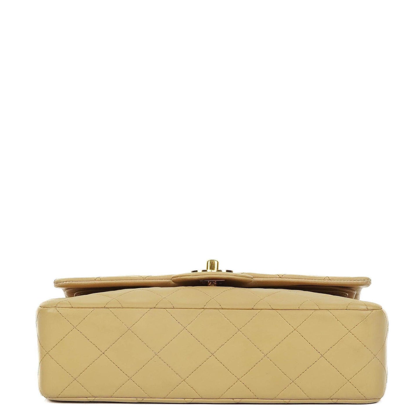 Chanel Classic Small Double Flap Bag In Beige Quilted Lambskin And 24K Gold-Plated Hardware