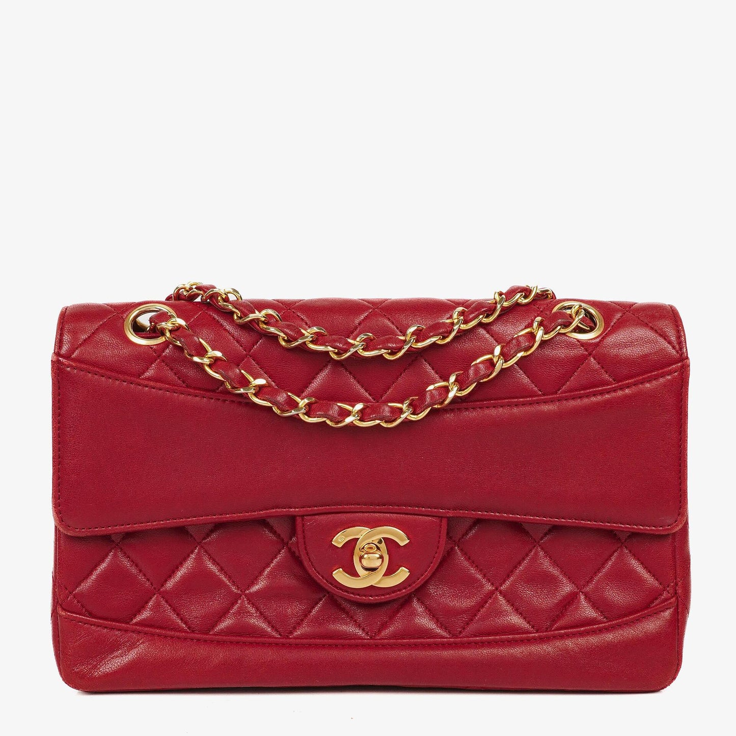 Chanel Classic Small Flap Bag Red Lambskin 24k Gold-Plated Hardware
