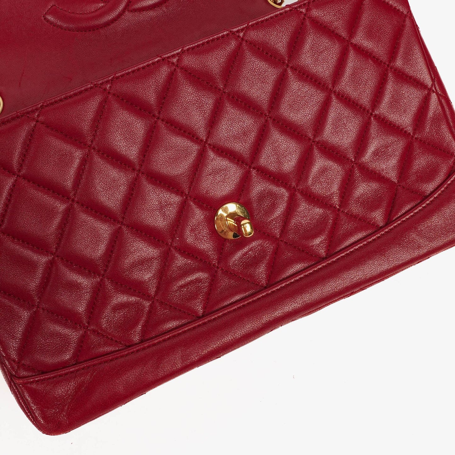 Chanel Classic Small Flap Bag Red Lambskin 24k Gold-Plated Hardware
