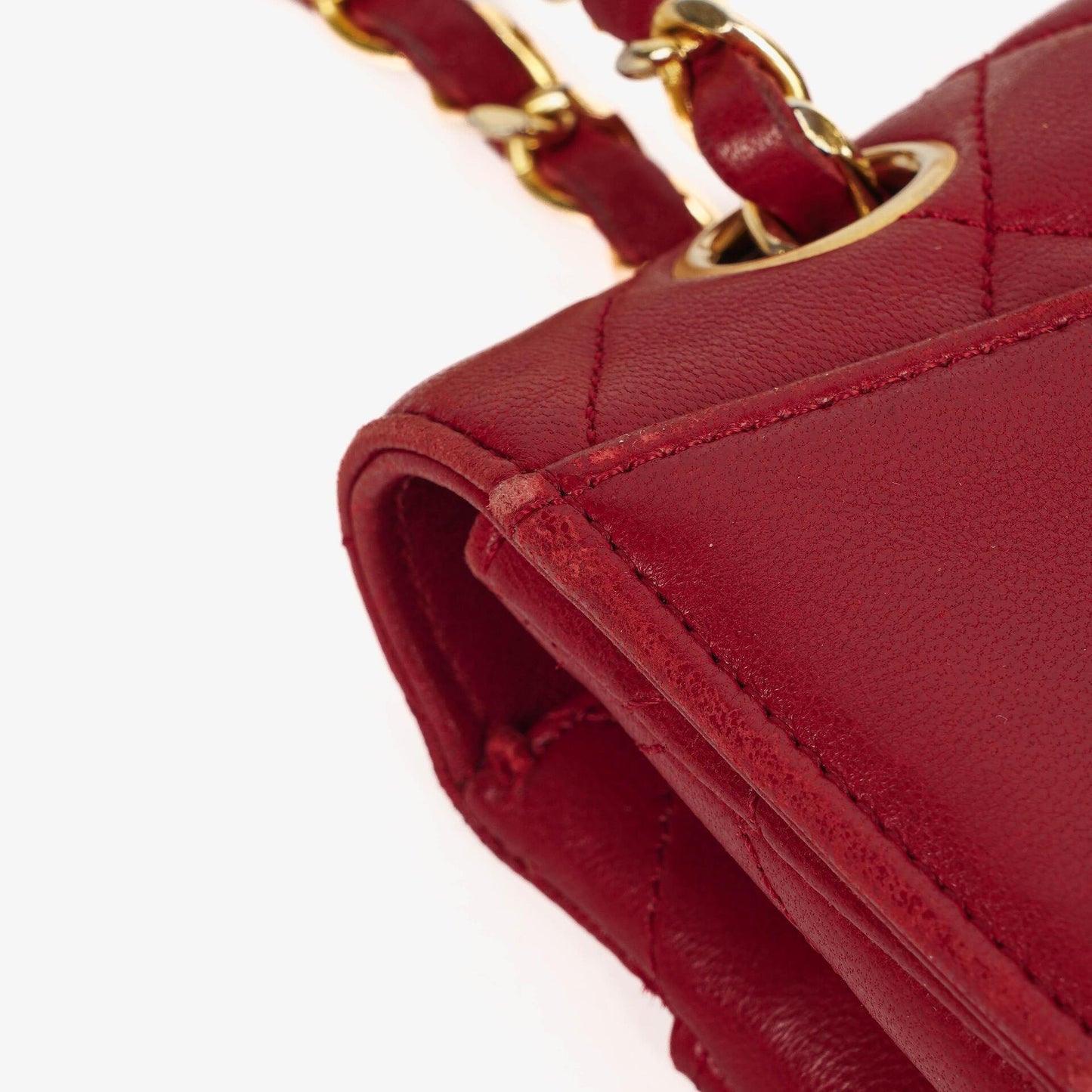 Chanel Classic Small Flap Bag Red Lambskin 24k Gold-Plated Hardware