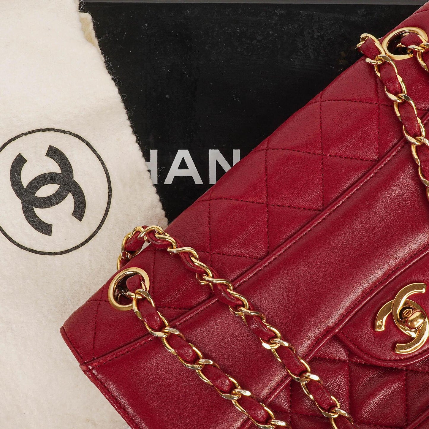 Chanel Classic Small Flap Bag Red Lambskin 24k Gold-Plated Hardware