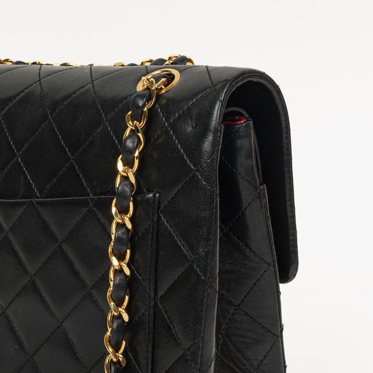 Chanel Classic Square Black Quilted Lambskin Double Flap Bag With 24K Gold-Plated Hardware, 1986-1988