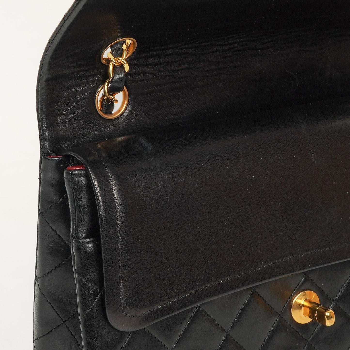 Chanel Classic Square Black Quilted Lambskin Double Flap Bag With 24K Gold-Plated Hardware, 1986-1988
