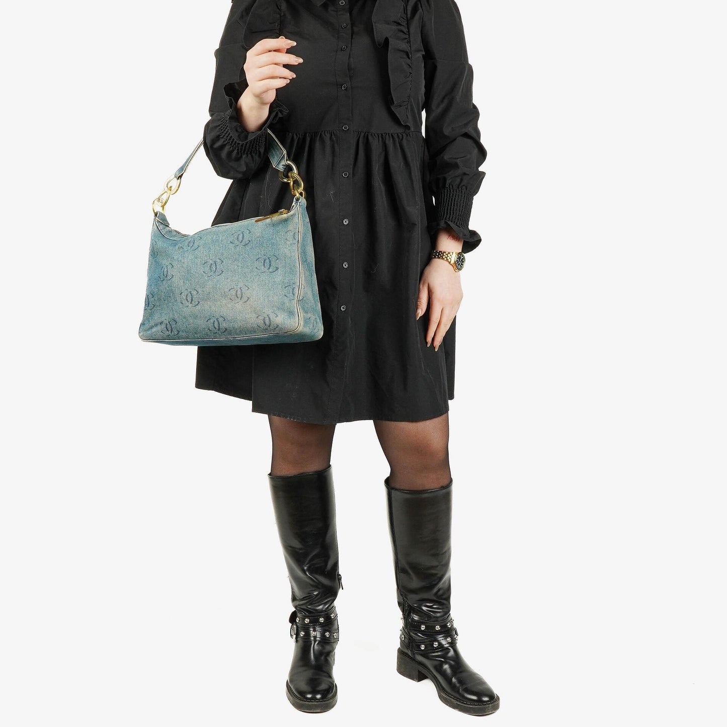 Chanel Denim CC Small Hobo Bag