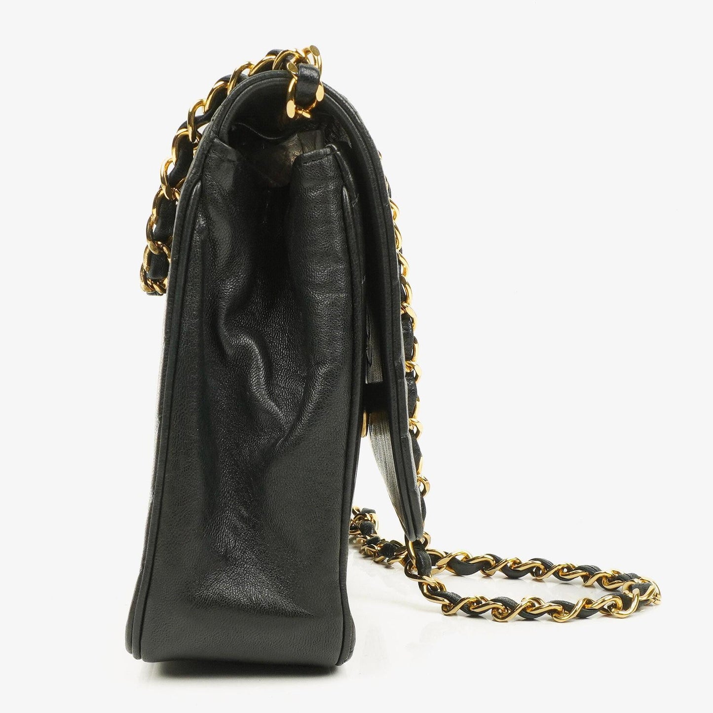 Chanel Diagonal Medium Classic Black Quilted Lambskin Single Flap Bag With 24K Gold-Plated Hardware
