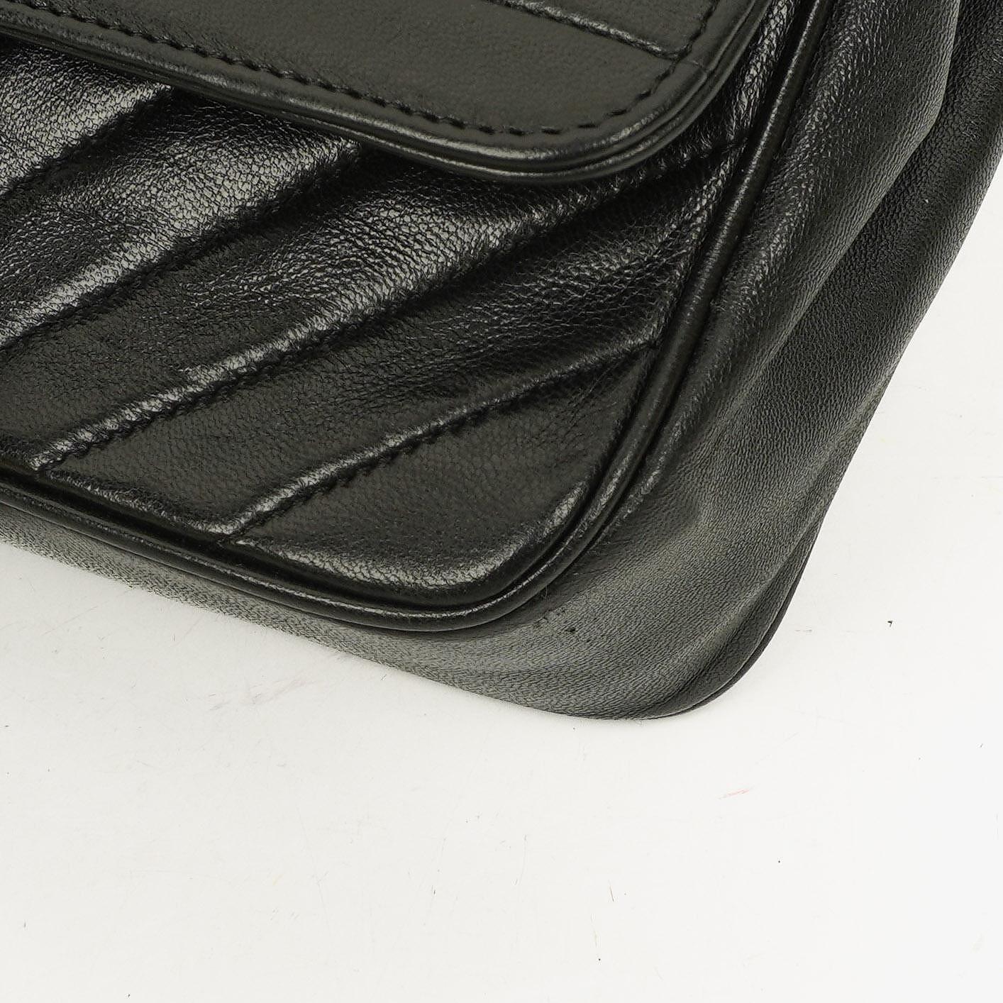 Chanel Diagonal Medium Classic Black Quilted Lambskin Single Flap Bag With 24K Gold-Plated Hardware