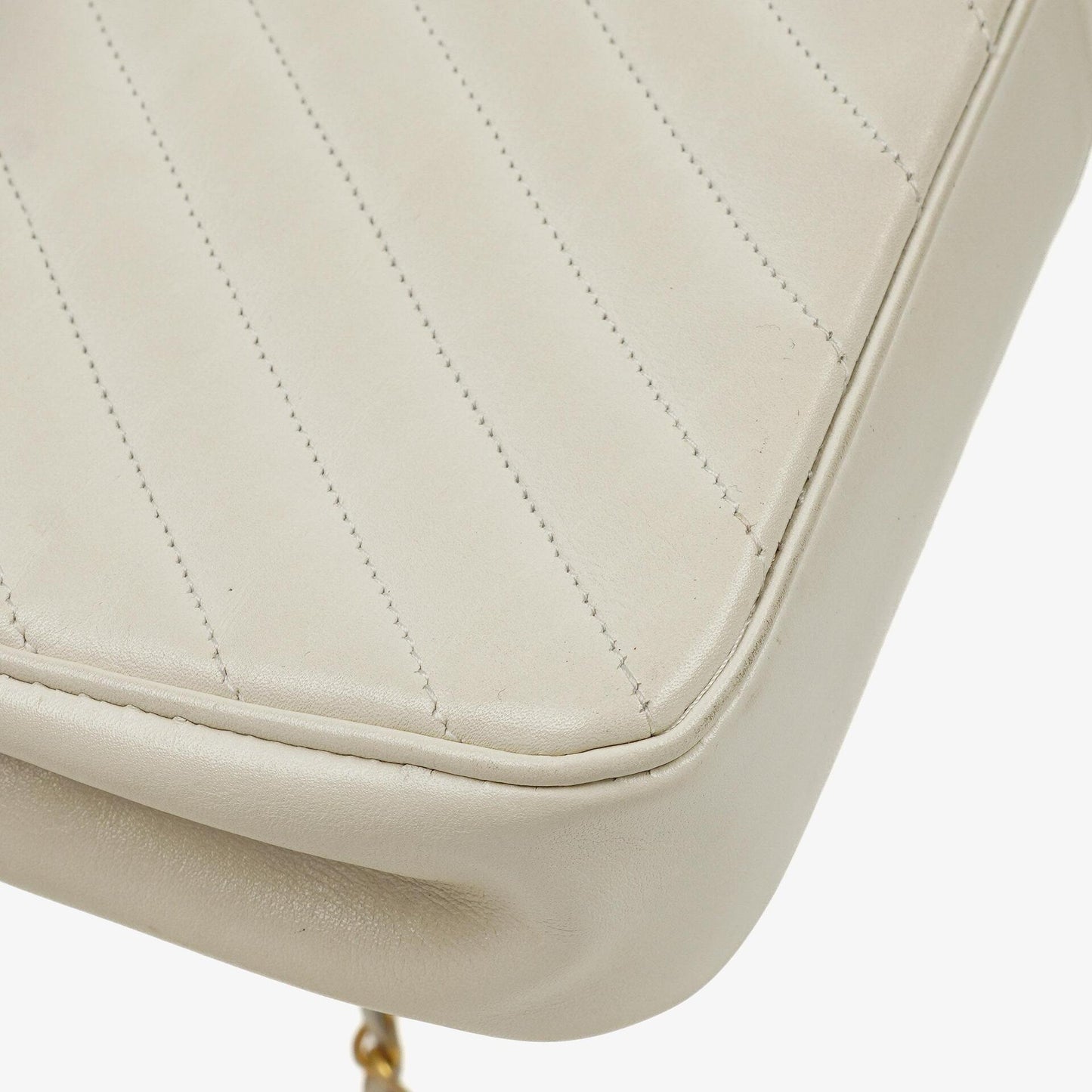 Chanel Diagonal Quilted Lambskin Leather Small Classic Single Flap Bag With 24K Gold-Plated Hardware