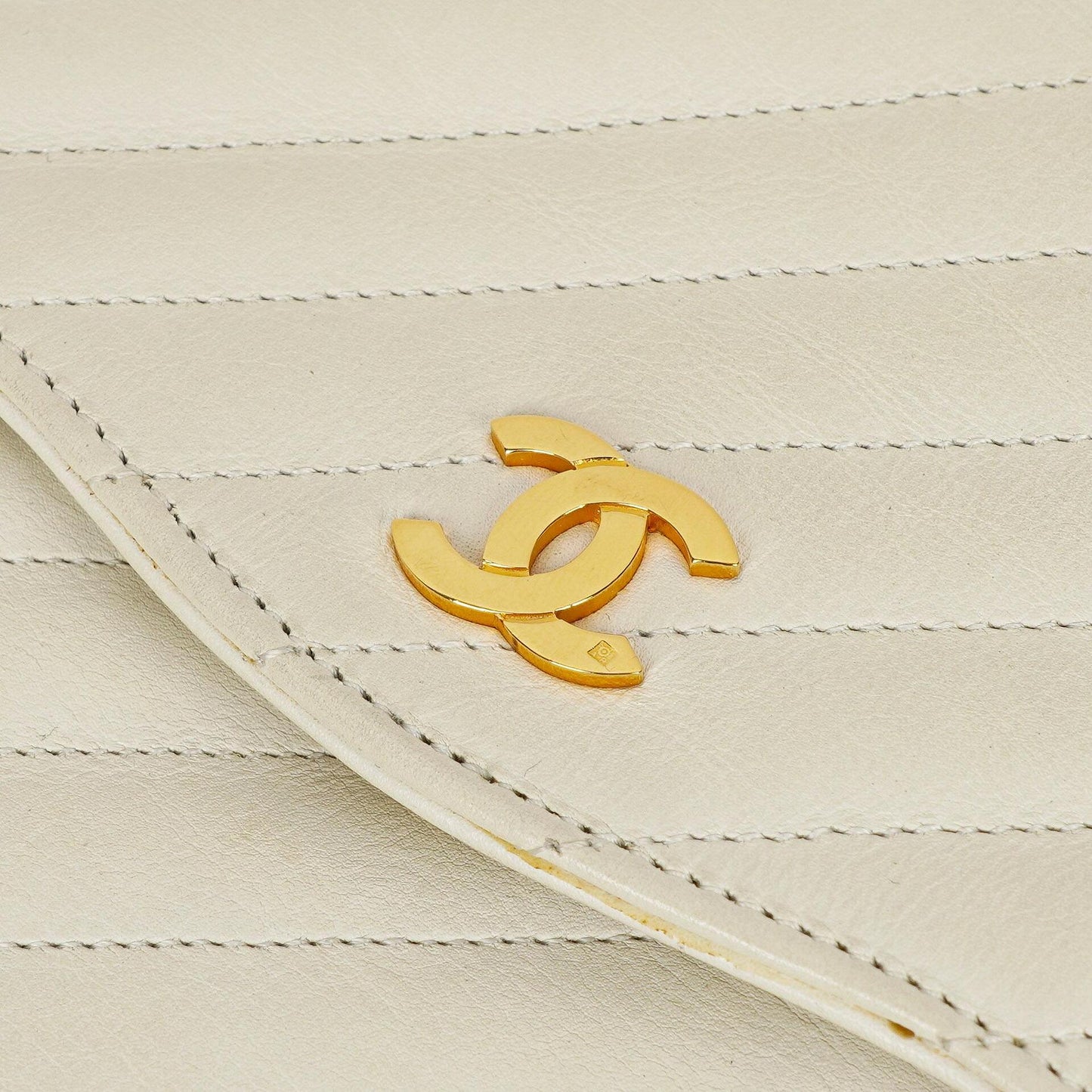 Chanel Diagonal Quilted Lambskin Leather Small Classic Single Flap Bag With 24K Gold-Plated Hardware