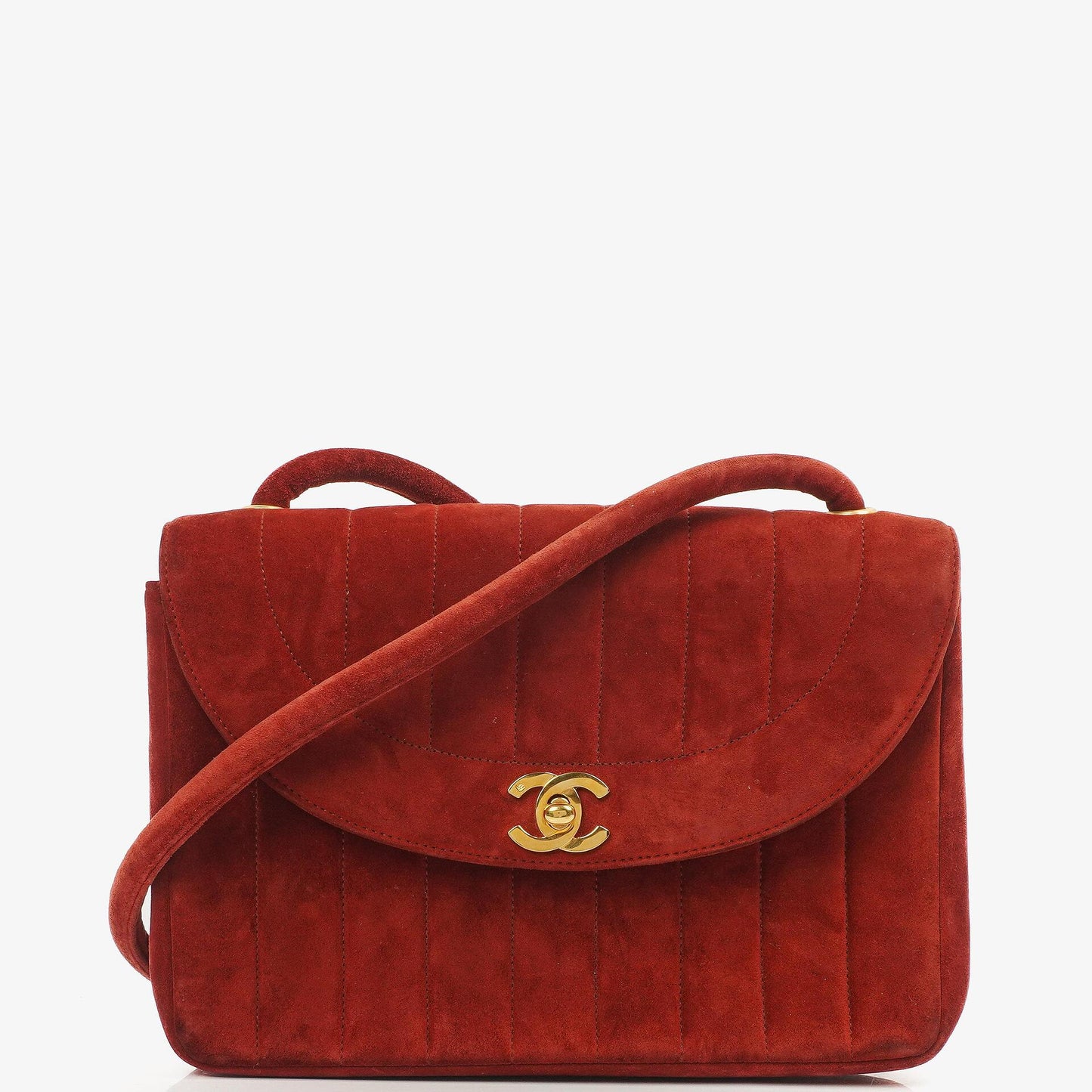 Chanel Diana Vertical Quilted Single Flap Bag Wine Red Suede 24K Gold-Plated Hardware