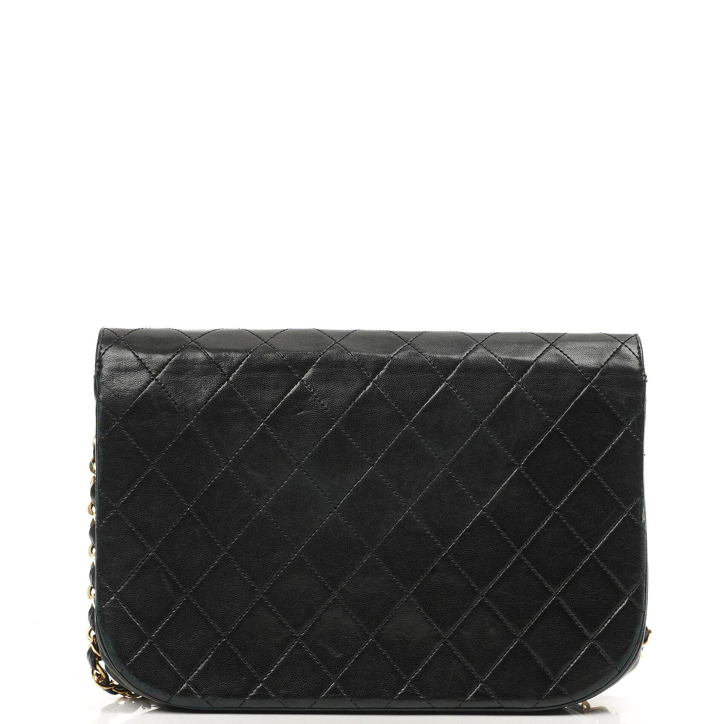 Chanel Double Flap Black Lambskin Half Moon With 24K Gold-Plated Hardware