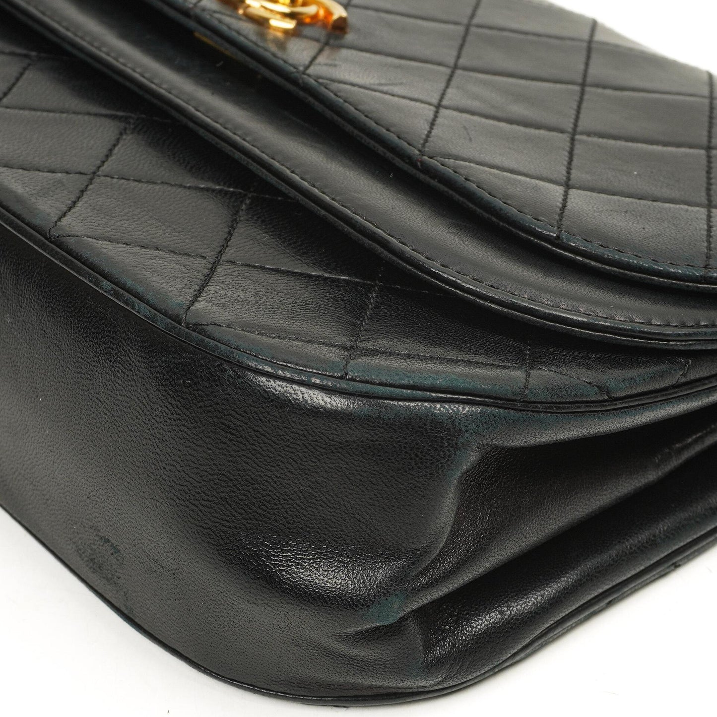 Chanel Double Flap Black Lambskin Half Moon With 24K Gold-Plated Hardware