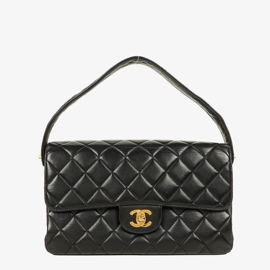 Chanel Double-Sided Flap Bag Black Lambskin 24k Gold-Plated Hardware