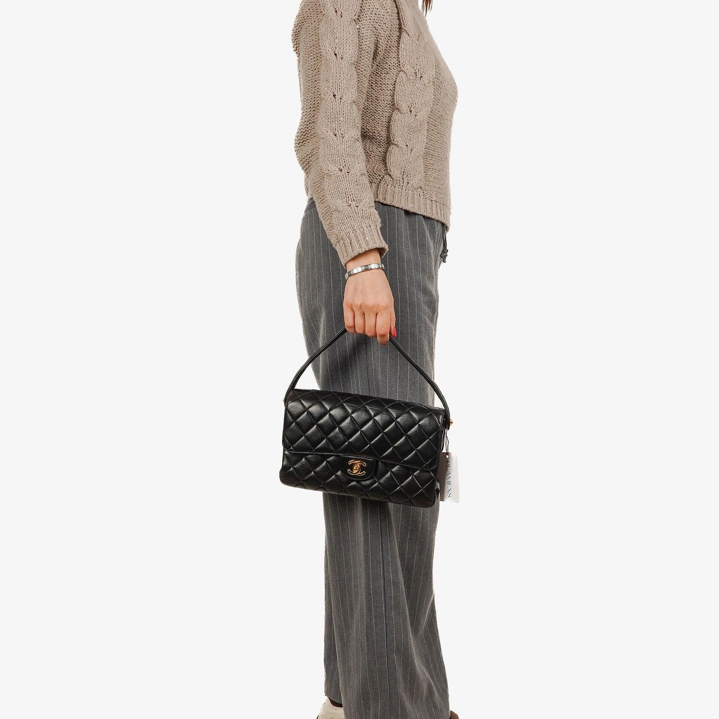 Chanel Double-Sided Flap Bag Black Lambskin 24k Gold-Plated Hardware