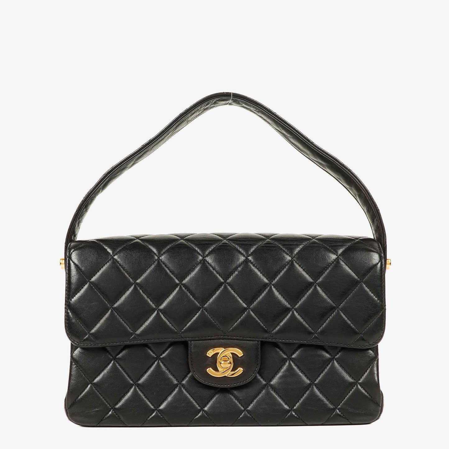 Chanel Double-Sided Flap Bag Black Lambskin 24k Gold-Plated Hardware
