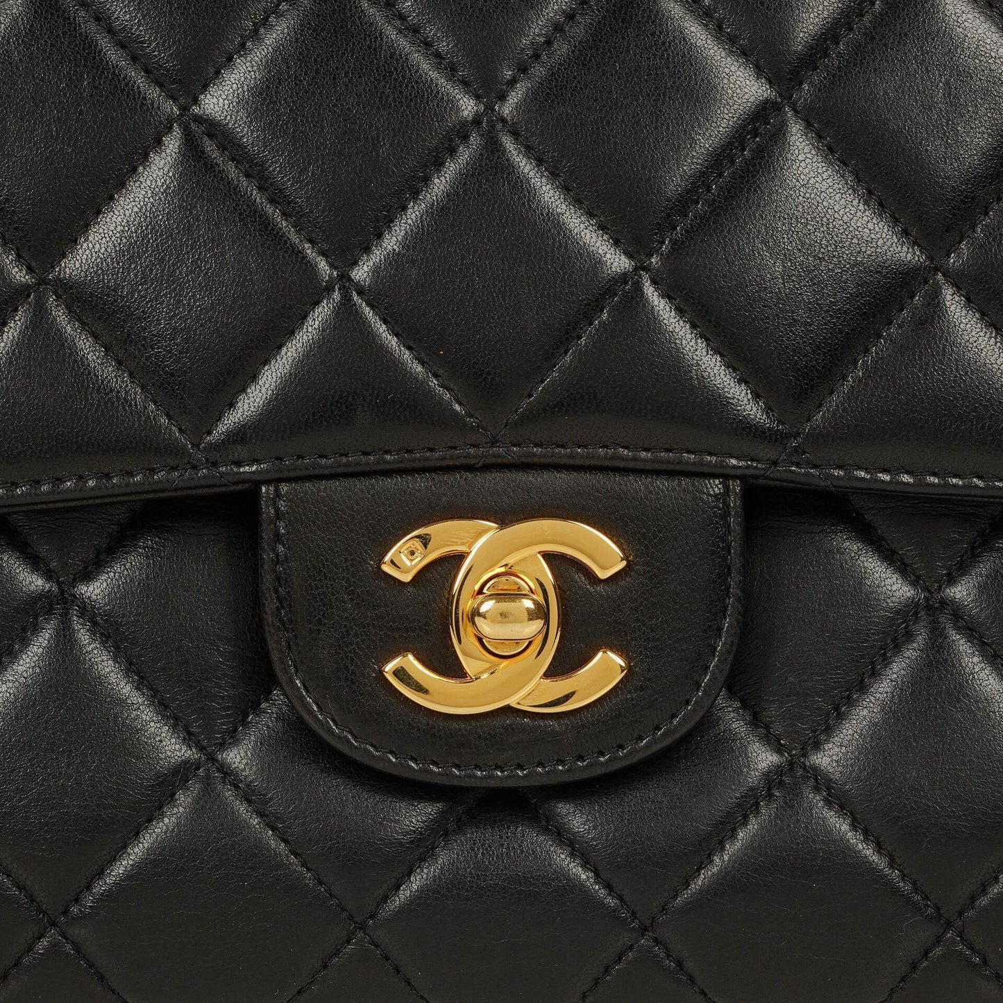 Chanel Double-Sided Flap Bag Black Lambskin 24k Gold-Plated Hardware