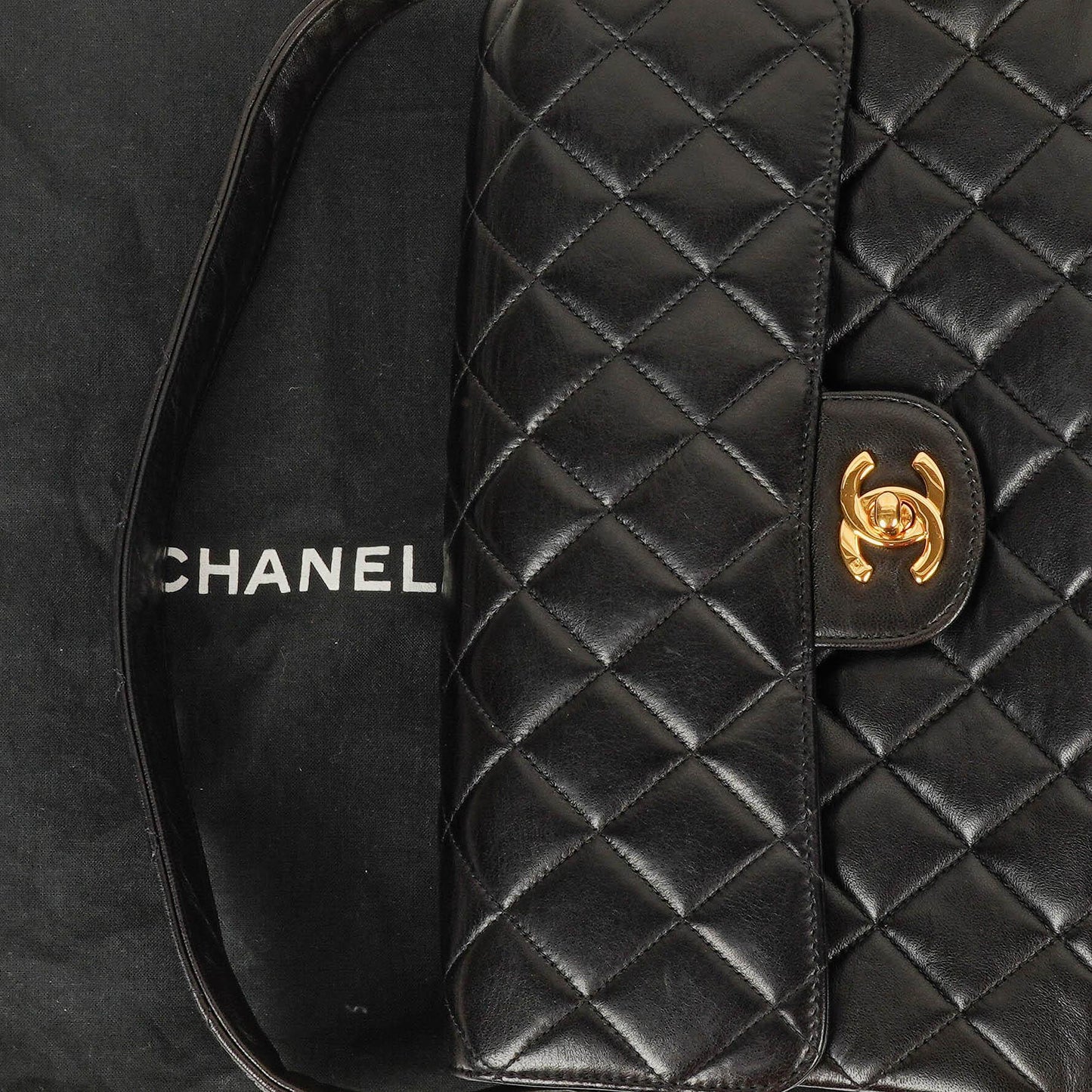 Chanel Double-Sided Flap Bag Black Lambskin 24k Gold-Plated Hardware