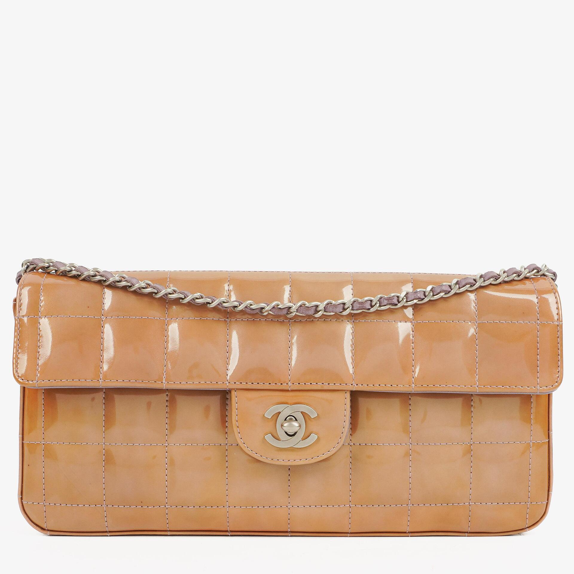 Chanel East West Patent Leather Chocolate Bar Flap Bag