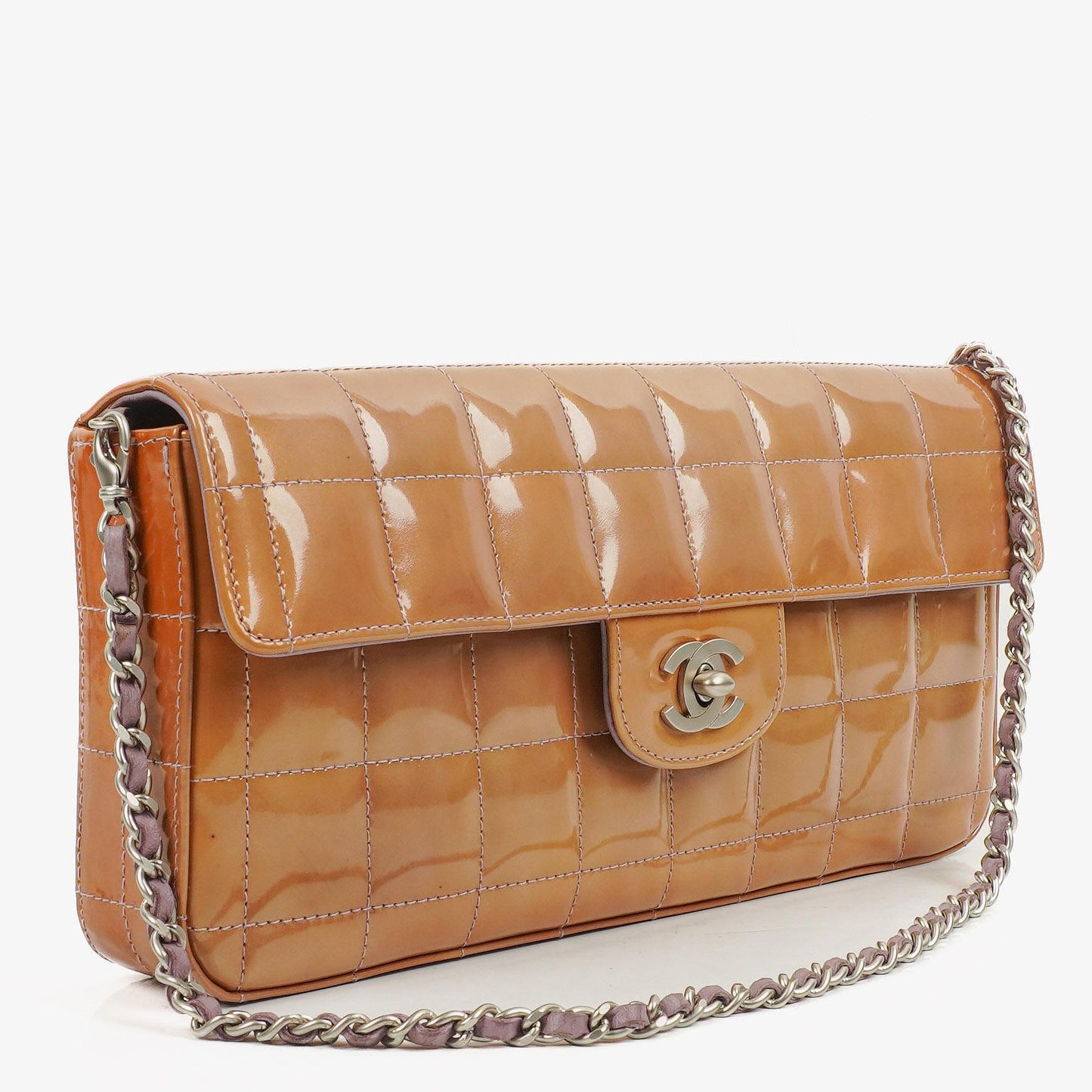 Chanel East West Patent Leather Chocolate Bar Flap Bag