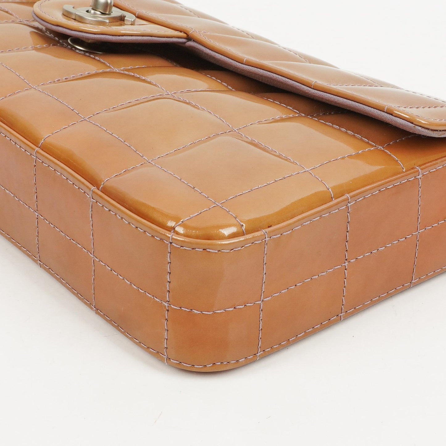 Chanel East West Patent Leather Chocolate Bar Flap Bag