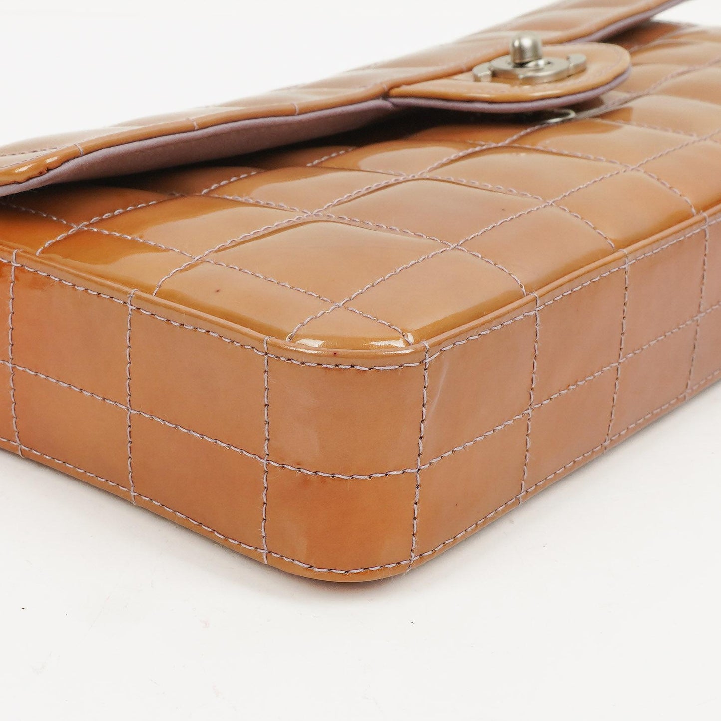 Chanel East West Patent Leather Chocolate Bar Flap Bag