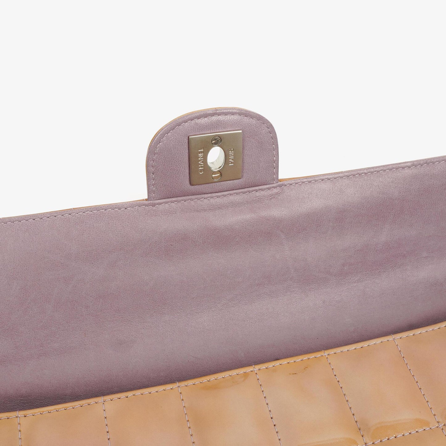 Chanel East West Patent Leather Chocolate Bar Flap Bag