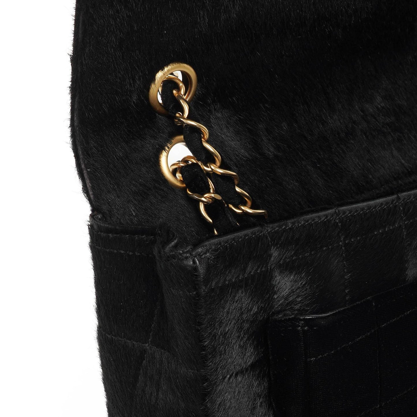 Chanel East West Pony Hair Velvet Chocolate Bar Flap Bag With Gold - Tone Hardware